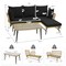 3 Pieces L-Shaped Patio Sofa with Tempered Glass Coffee Table with Metal Frame
